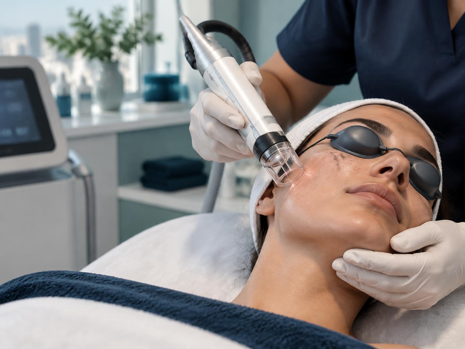 A NOUVADerm laser skin rejuvenation treatment in progress at Pulse Health & Wellness in Claremore